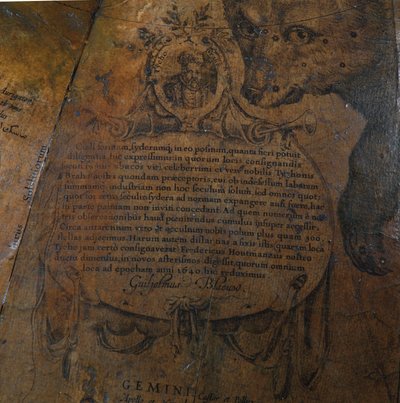 Stort par bibliotekskloder, den jordiske 1645/48, den himmelske efter c.1630 af Willem Blaeu