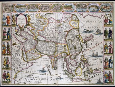 Kort over Asien. Tallerken fra et atlas af Willem Janszoon Blaeu af Willem Blaeu
