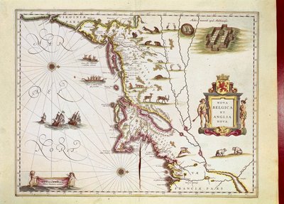 Kort over Nova Belgica eller New Belgium og Anglia Nova eller New England af Willem Janszoon Blaeu af Willem Blaeu