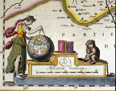 Måling af jorden. Udsnit af atlas af Willem Janszoon Blaeu (1571-1638). Amsterdam 1630. af Willem Blaeu