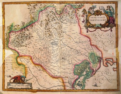 Regionum Italiae, territorium Treviso, Veneto-regionen, Italien af ​​Willem Janszoon Blaeu af Willem Blaeu