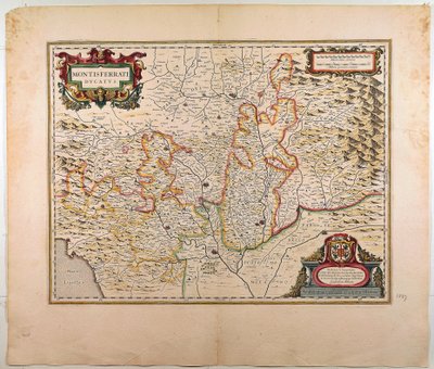 Hertugdømmet Monferrato, kort af Willem Blaeu, Amsterdam, Kobberstik af Willem Blaeu