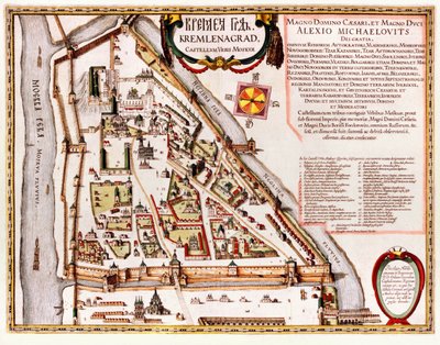 Moskva Kreml-kort fra det 16. århundrede af Willem Blaeu