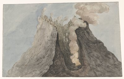 Inderside af krater Etna Indvendig visning af Etna-krateret (titel på objektet) Rejser i Italien, Sicilien og Malta - 1778 (serietitel) af Willem Carel Dierkens