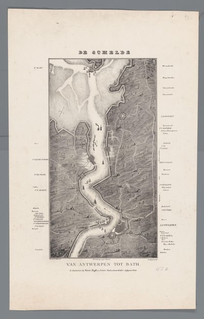 Walk of the Schelde fra Fort Bath til Antwerpen, 1832 Schelde fra Antwerpen til Bath (titel på objekt) af Willem Charles Magnenat