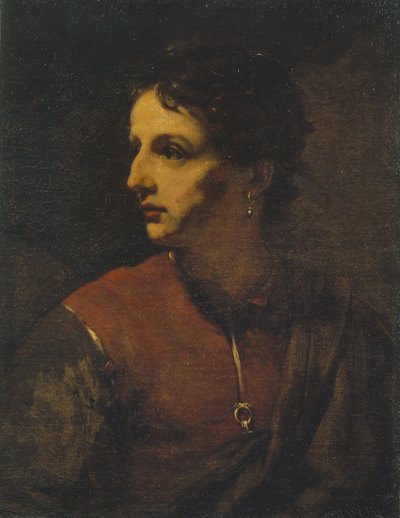 Portræt af en ung mand med en ørering, 1655. af Willem Drost
