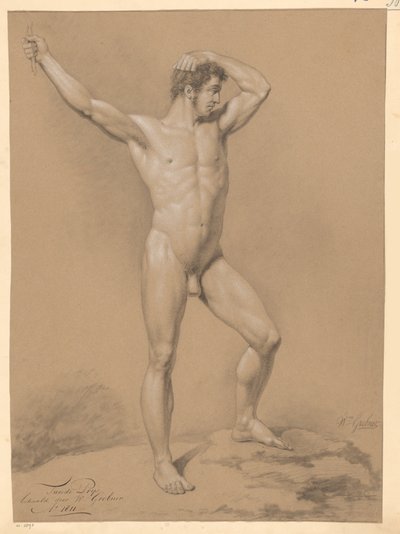 Stående nøgen mand, set forfra (2. præmie 1811) af Willem Grebner