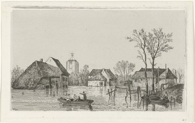 Oversvømmelse ved Beesd, 1855 af Willem Gruyter jr.