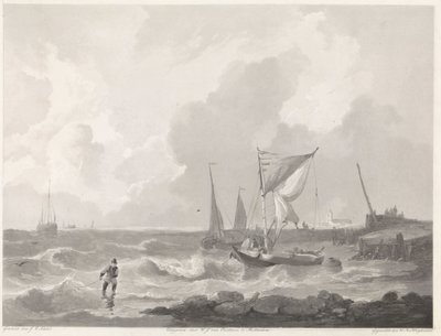 Fiskerbåde ved et havnehoved af Willem Hendrik Hoogkamer