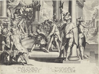 Allegori om lovens ukrænkelighed Thronus Justitiae (serietitel) af Willem Isaacsz. van Swanenburg