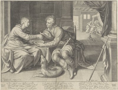 Esau sælger sin førstefødselsret til Jakob af Willem Isaacsz. van Swanenburg