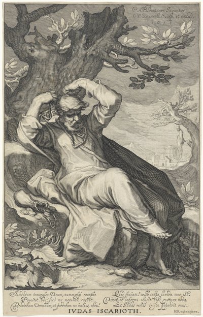 Judas Iskariot hænger sig selv Judas Iskariot (titel på objekt) Syndere fra Det Gamle og Nye Testamente (serietitel) af Willem Isaacsz. van Swanenburg