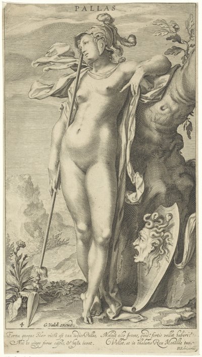 Minerva ved et træ Pallas (titel på objekt) Judgment of Paris (serietitel) af Willem Isaacsz. van Swanenburg
