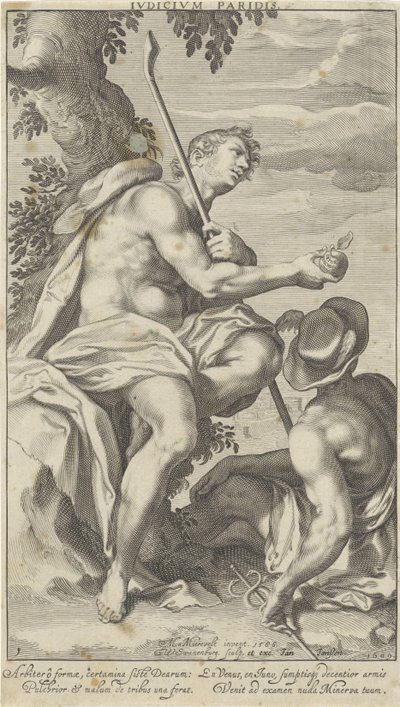 Paris og Mercurius Judgment of Paris (titel på objekt) Oordeel van Paris (serietitel) af Willem Isaacsz. van Swanenburg