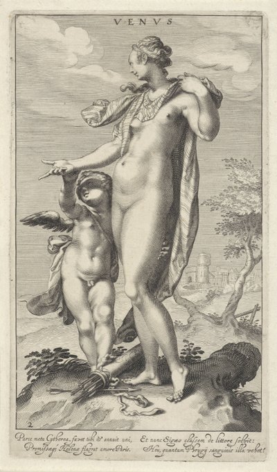 Venus og Amor Venus (titel på objekt) Judgment of Paris (serietitel) af Willem Isaacsz. van Swanenburg