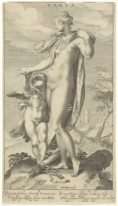 Venus og Amor Venus (titel på objekt) Judgment of Paris (serietitel) af Willem Isaacsz. van Swanenburg