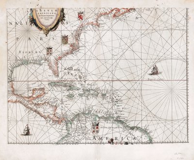 Insvlæ Americanæ in Oceano Septentrionali cum terris adjacentibus. LOC 2003630536 af Willem Janszoon Blaeu