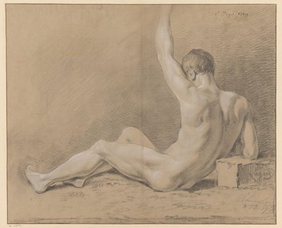 siddende nøgen mand, set bagfra (1. præmie 1769) af Willem Joseph Laquy