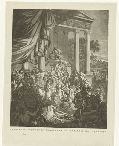 Allegorisk fremstilling af alliancen mellem Holland og Frankrig, 1795 Gendannet frihed i Holland og alliance med Frankrig (titel på objekt) af Willem Kok