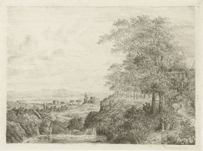 Sydlandskab med Tempel og Figurer af Willem Matthias Jan van Dielen