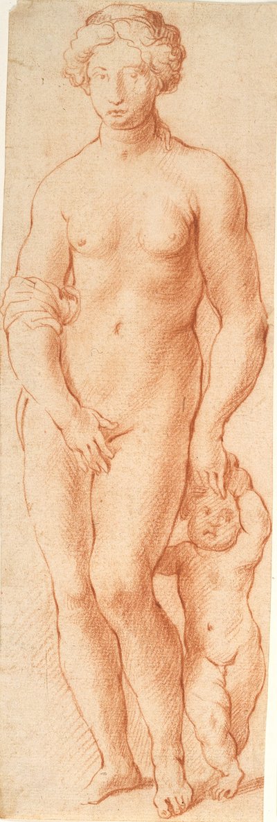 Venus og Amor. Skulpturgruppe set forfra af Willem Panneels