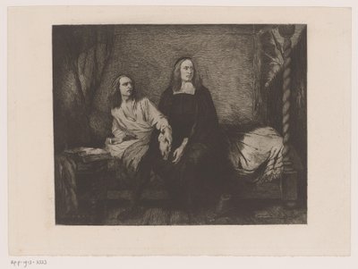 De Witt-brødrene sidder på en seng i fængselsporten af Willem Philip van der Veken (attributed to)