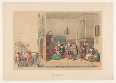 Anden gruppe af Utrecht maskerade i 1856 Hjemme (titel på objekt) Vort fædreland omkring midten af ​​1600-tallet, foreslået af H.H. studerende, medlemmer af Mutua Fides, til fejring af 220-års jubilæet for Utrechtsche Hoogeschool, den 25. juni af Willem Pieter Hoevenaar