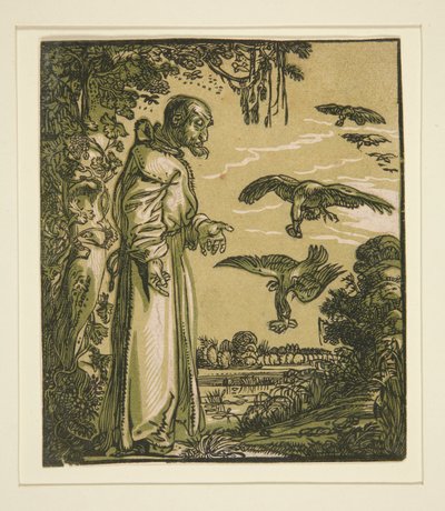 Eremitten Paulus (Elijah) fodres af ravnene af Willem Pietersz. Buytewech