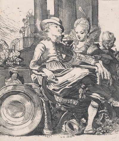 Det forelskede par: Lucelle og Ascagnes, 1616. af Willem Pietersz. Buytewech