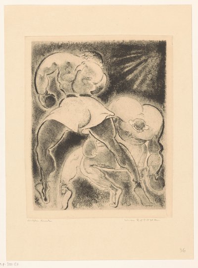 To boksemænd af Willem Retera (signed by artist)