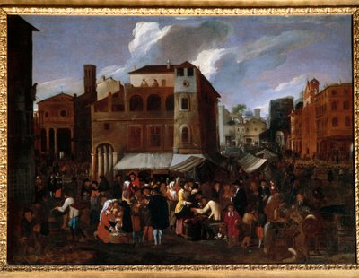 Markedsscene (olie på lærred) af Willem Reuter