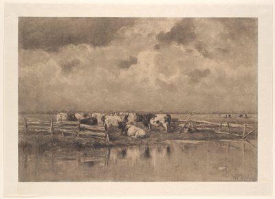 Mælkebøjning på Schie af Willem Roelofs (I) (signed by artist)