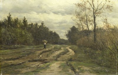 Landevej nær Laren, (provinsen Nordholland) af Willem Roelofs (I)