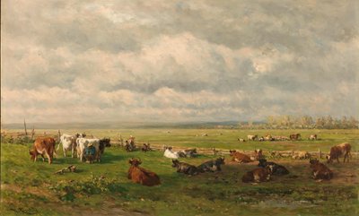 Englandskab med kreaturer Weidelandschap met vee af Willem Roelofs (I)