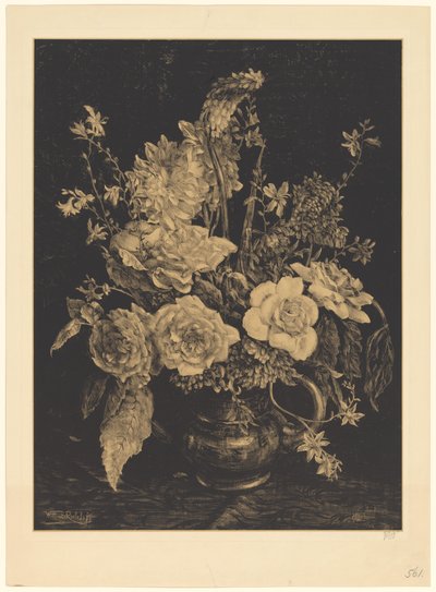 Blomster i en vase af Willem Roelofs (II) (signed by artist)