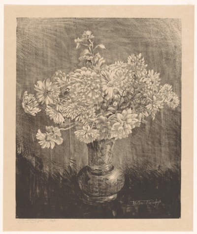 Krysantemum i en vase af Willem Roelofs (II) (signed by artist)