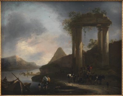 Italiensk landskab med klassiske ruiner af Willem Schellinks