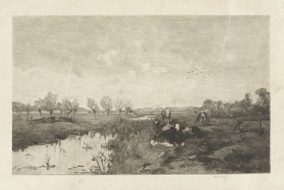 Polderlandskab med køer af Willem Steelink (II)