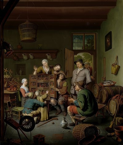 Kassen med sjældenheder (? T Fraay Curieus). 1718 af Willem Van Mieris
