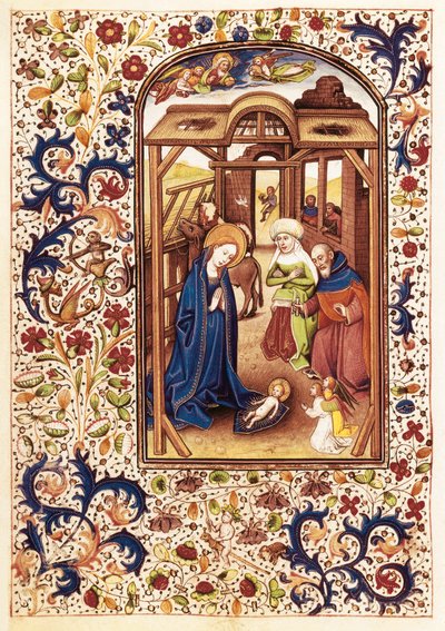 Fødselsscene fra "The Book of Hours of Leonor de la Vega" af Willem Vrelant