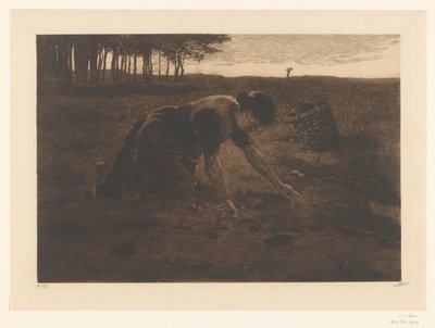 Knælende kartoffeloptager af Willem Witsen (signed by artist)
