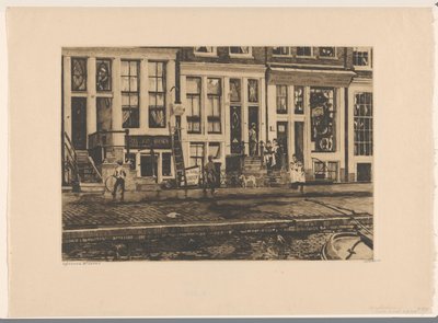 Udsigt over huse på Oude Waal i Amsterdam Amsterdam Oude Waal (titel på objekt) af Willem Witsen (signed by artist)