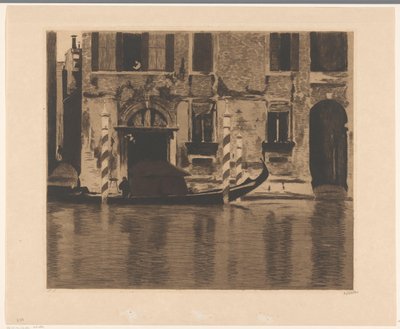 Gondol med konstruktion i Canal Grande i Venedig af Willem Witsen (signed by artist)