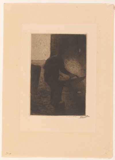 Mand, der vinder af Willem Witsen (signed by artist)