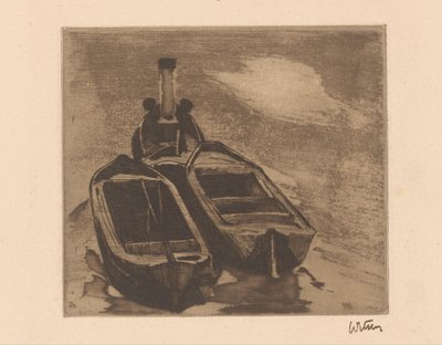 Slæbebåd med to pramme af Willem Witsen (signed by artist)