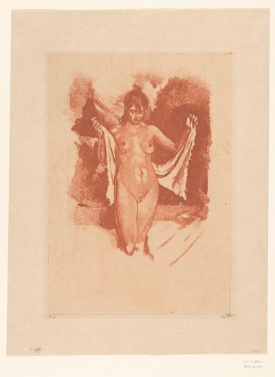 Stående nøgen kvinde, der tørrer sig af Willem Witsen (signed by artist)