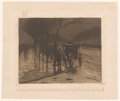Ventende vogne på Victoria Embankment i London af Willem Witsen (signed by artist)