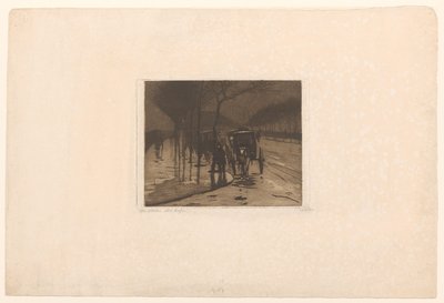 Ventende vogne på Victoria Embankment i London af Willem Witsen (signed by artist)