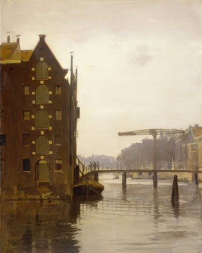 Bodenspeicher in einer Amsterdamer Gracht (lagre på en Amsterdam-kanal på Uilenburg) af Willem Arnoldus Witsen
