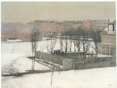 Udsigt over Oosterpark i sneen af Willem Arnoldus Witsen